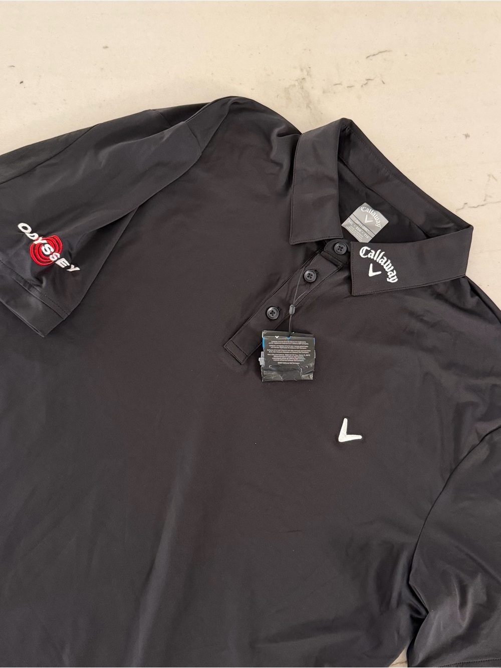 NWT Callaway Men’s Golf Polo Shirt Moisture Wicking Black Odyssey XXL